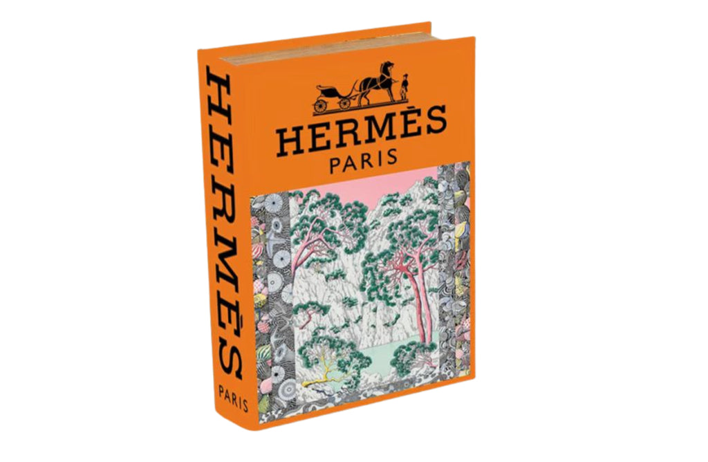 Herm Orange Designer Faux Décor Table Book Box -3 Size Available