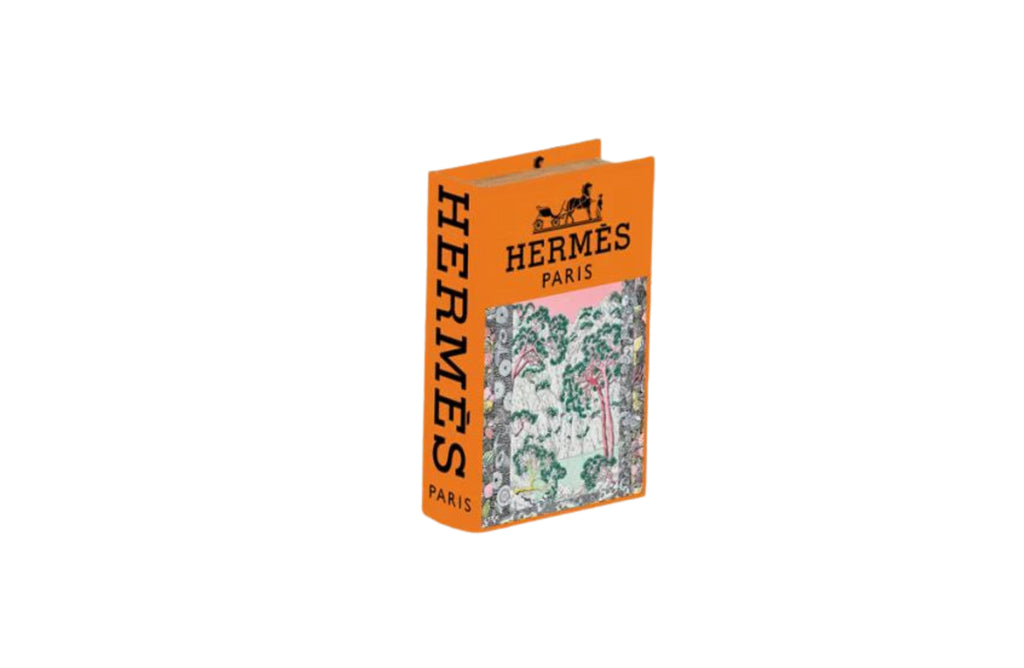 Herm Orange Designer Faux Décor Table Book Box -3 Size Available
