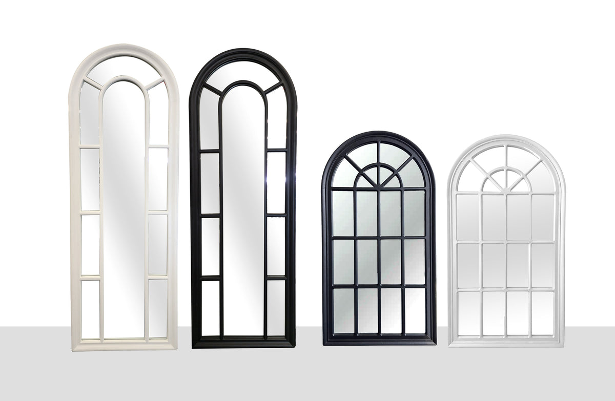 Open Window Style Mirrors Hamptons Arch Window Style Mirror Range - Black & White – Decoraliving