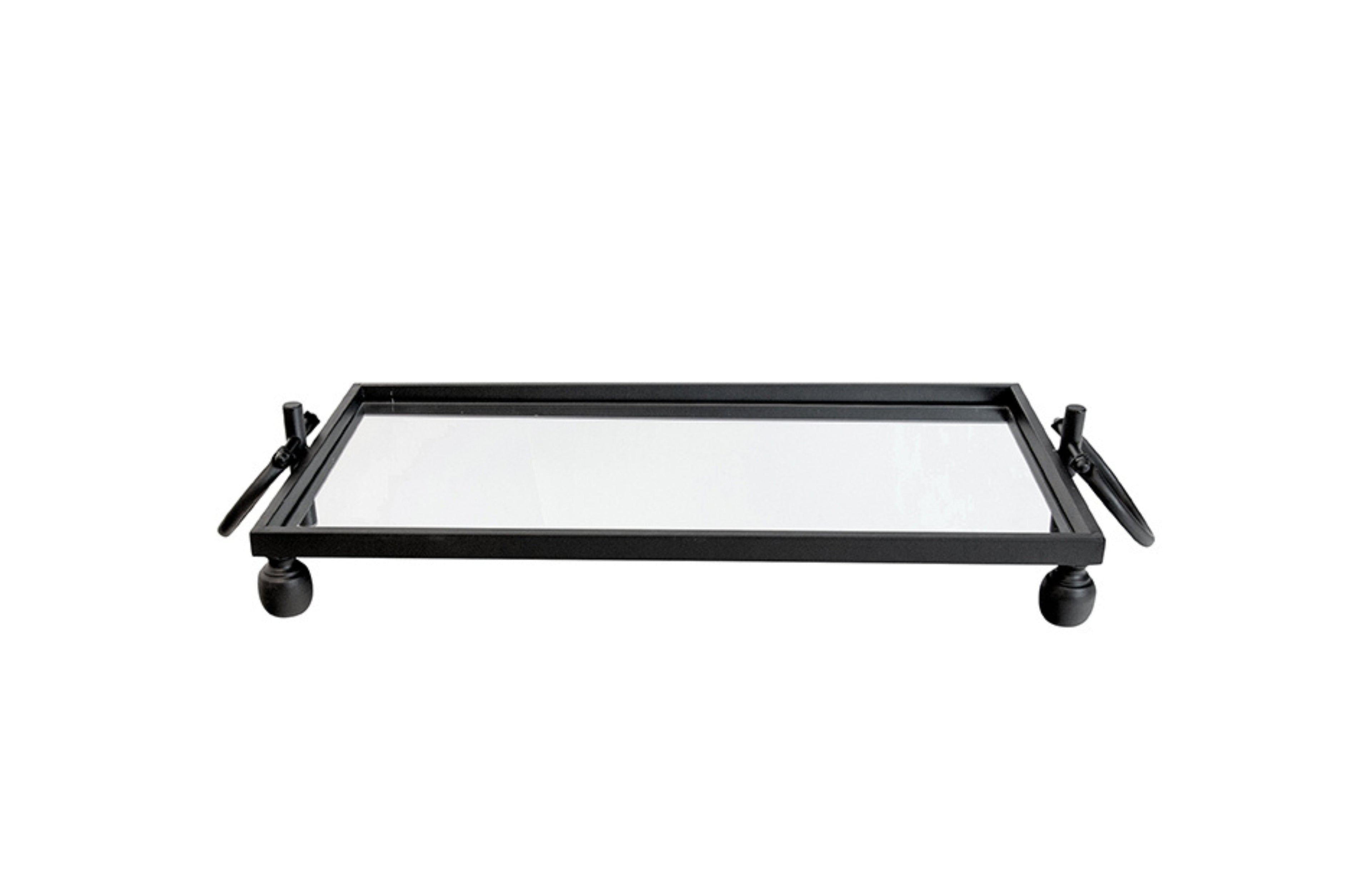 Eliza Iron Mirror Tray with Handles - Black/Gold/Silver - 4 Sizes Available