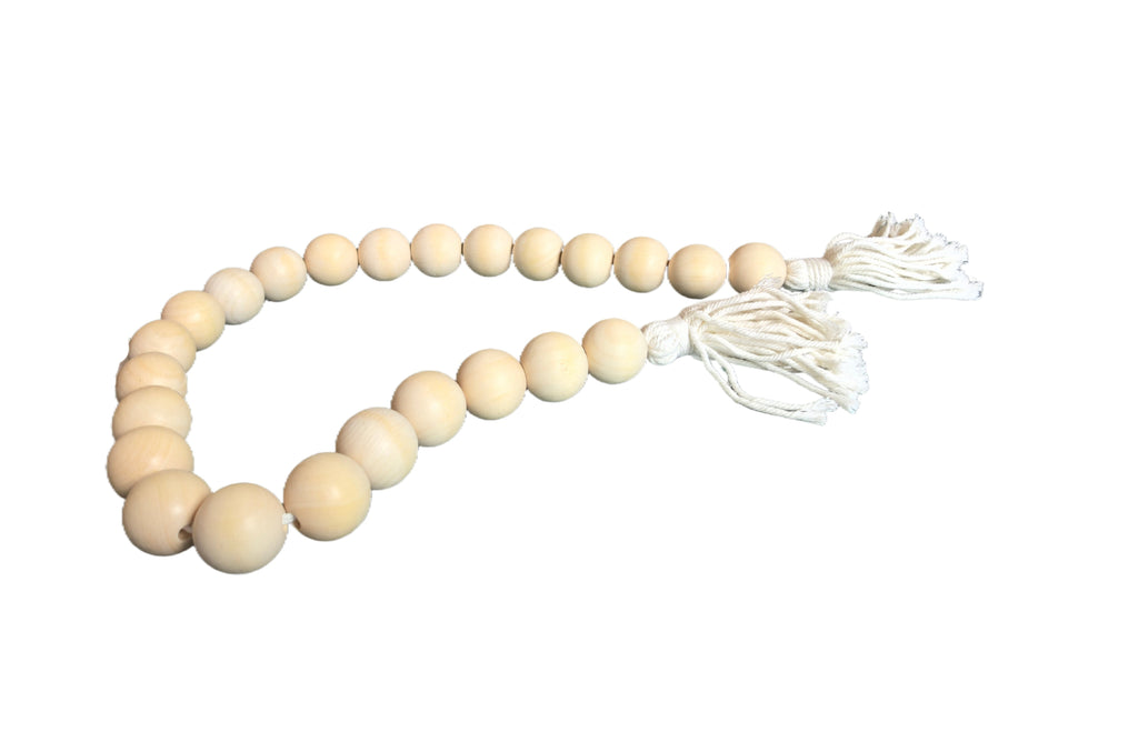 Large Bead Wooden Garland With Tassels