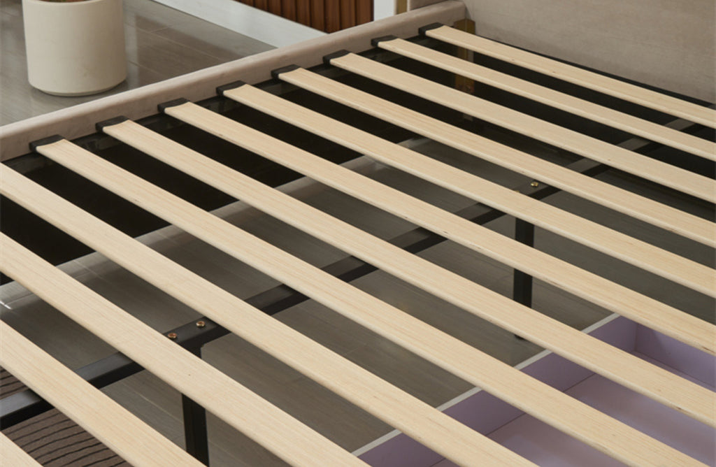 Elwood Velvet Bed with Storage Drawers - Champagne