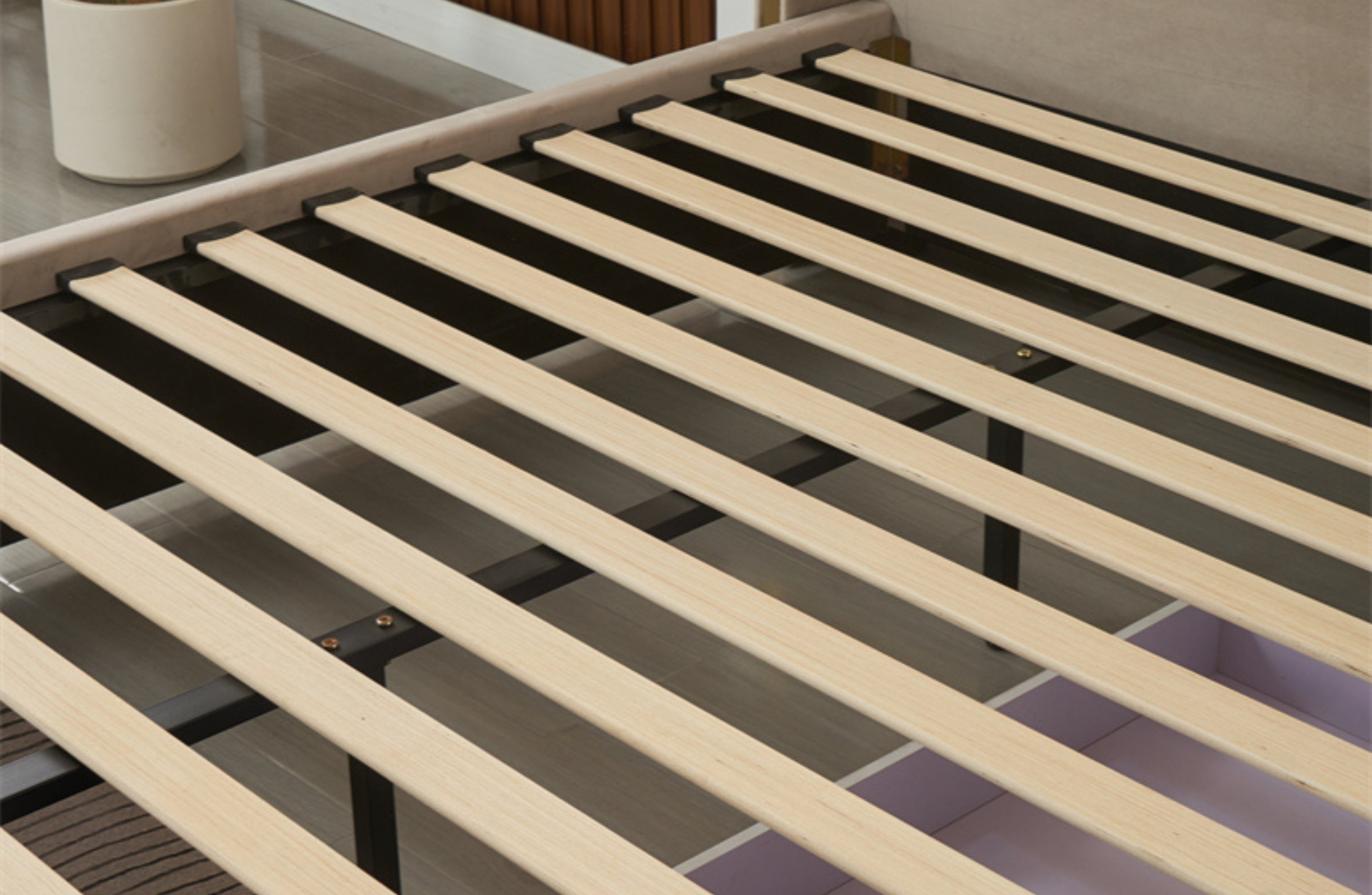 Elwood Velvet Bed with Storage Drawers - Champagne