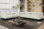 Austin Lounge Set in Cream – Sophisticated 2- and 3-seater duo styled in a modern living room, offering serene comfort and timeless elegance.