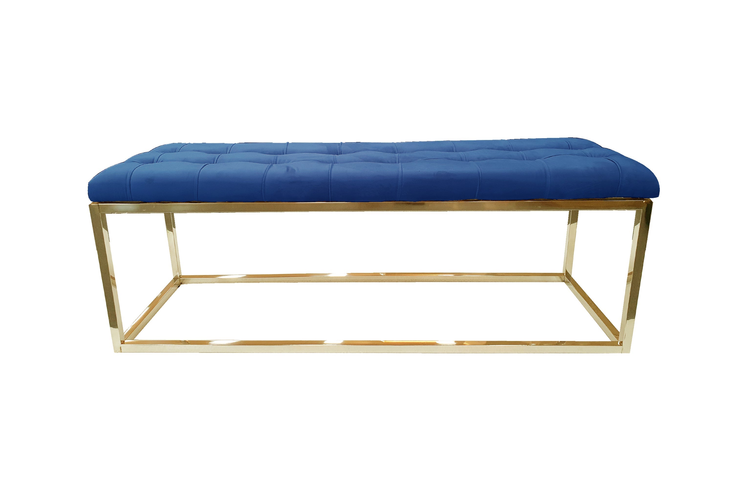 Holly Ottoman in Blue velvet with gold frame.