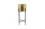 Hope Large Gold Planter – 30x30x74.5cm with intricate gold foil design and tall black metal stand for bold modern styling