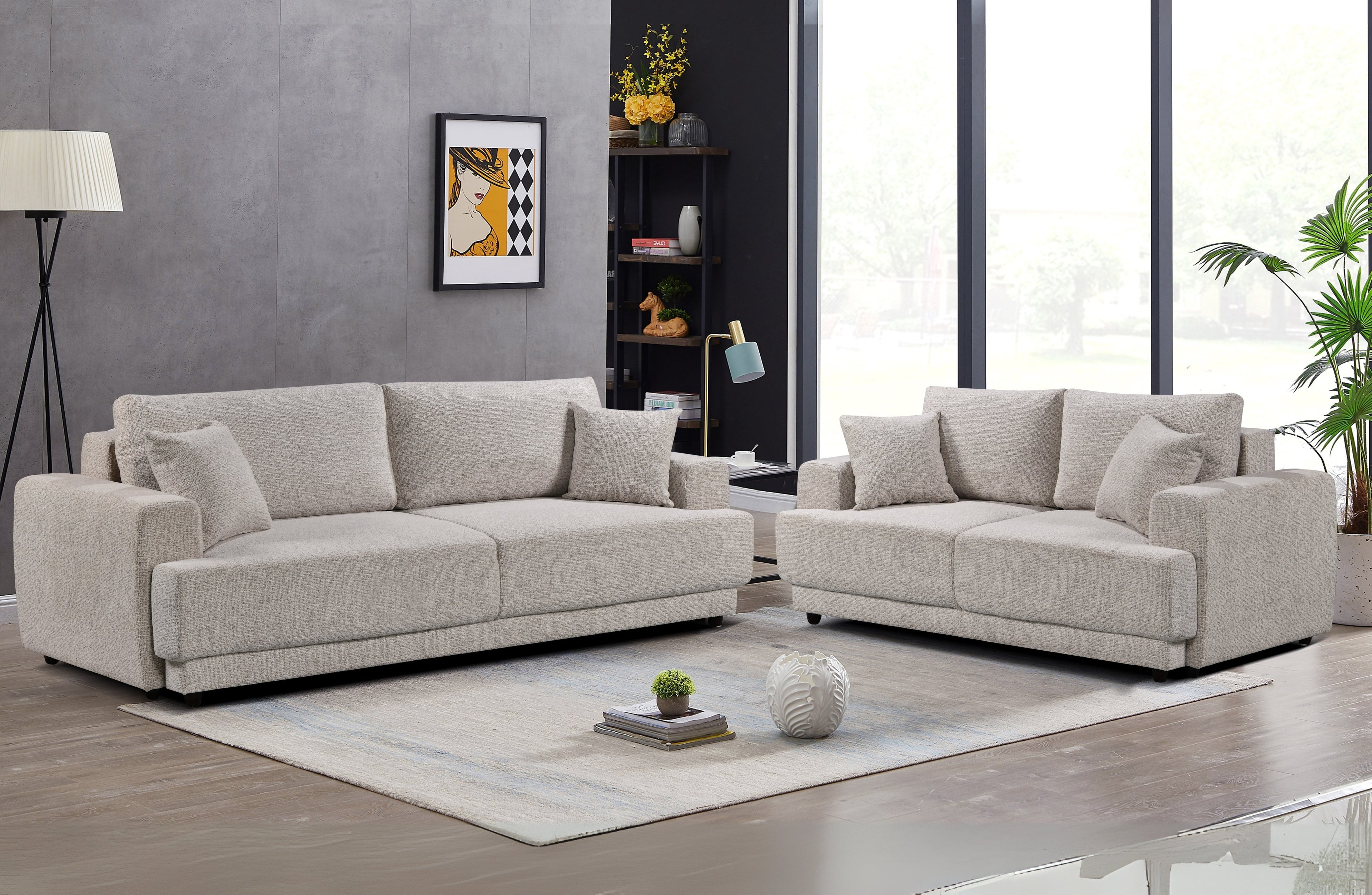 Beige Nora 3-seater convertible sofa bed versatile seating that easily transforms into a comfy guest bed