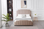 Front view of Santosa Champagne Velvet Bed with elegant tufted detailing.