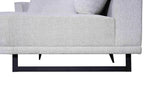 Savannah Round Chaise Lounge Set in Beige – Detailed close-up of the fabric base and sleek black timber-style legs with metal support frame.