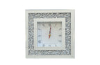 Elegant square Vogue Diamond table clock with shimmering crystal border, luxury decorative accent piece.