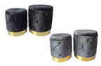 Amy Storage Ottoman Set of 2 in black and grey velvet with gold base
