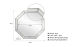 Octagon beaded framed mirror in silver finish, clearance design with detailed product dimensions.