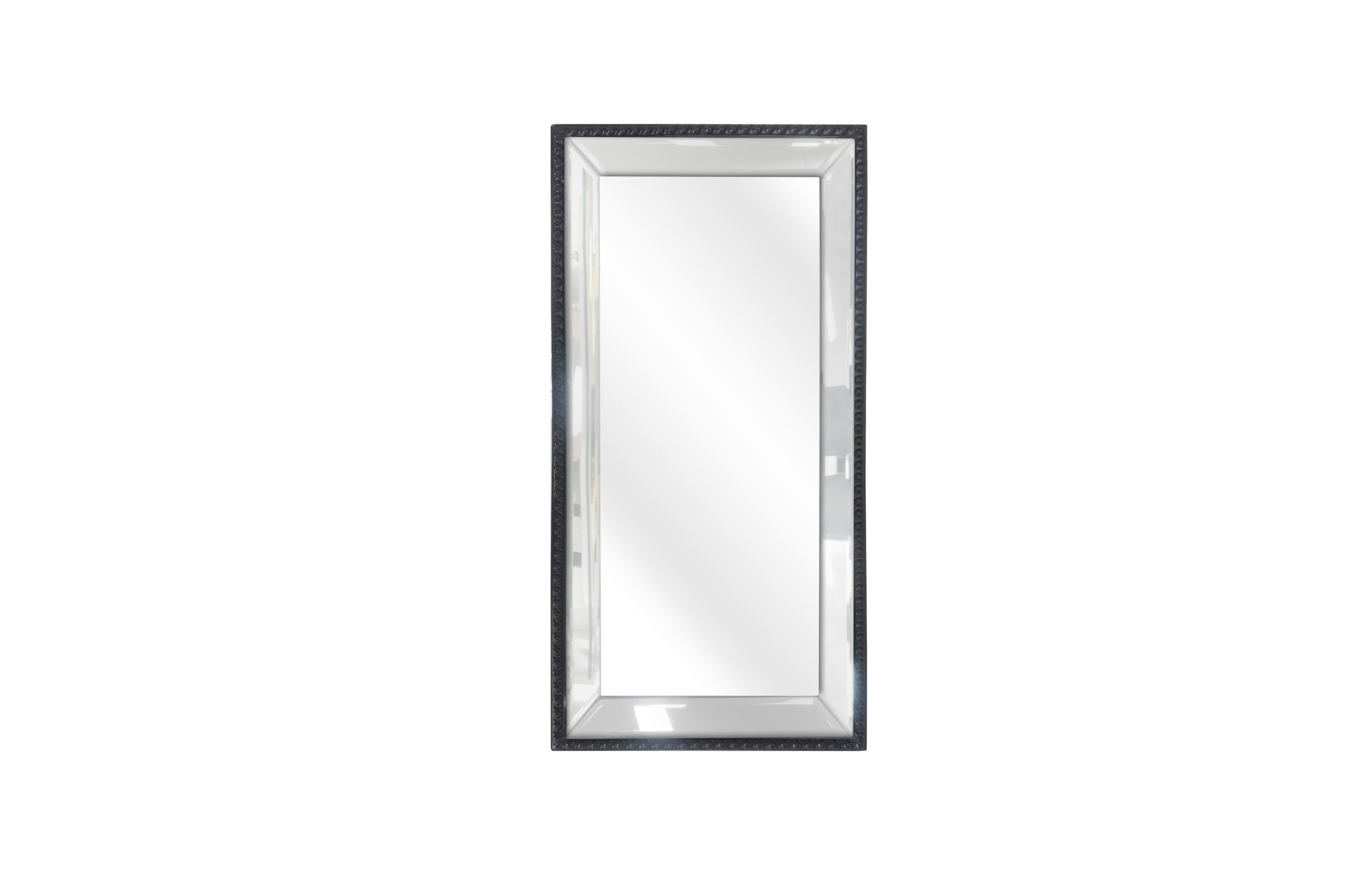 Black medium mirror tray with beaded frame – modern luxe.