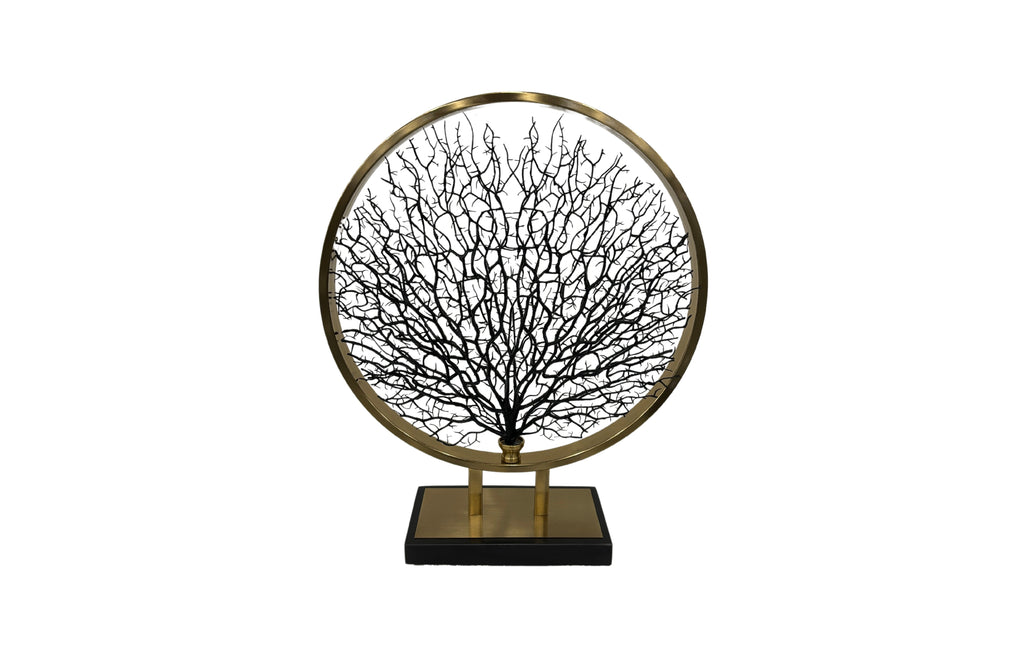  Elegant gold coral tree décor on black base – bold and artistic home accent.