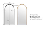 Medium size metal arch mirrors 170cm x 80cm with black and gold slim frames