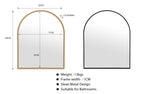 Small metal arch mirrors 100cm x 80cm, available in black and gold aluminum frames