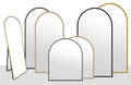 Collection of metal arch mirrors in black and gold frames, various sizes