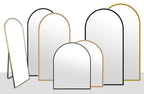 Collection of metal arch mirrors in black and gold frames, various sizes