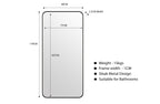 Technical drawing with dimensions for medium black metal rectangle mirror, 80x170cm size.