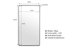 Technical drawing with dimensions for extra-large black metal rectangle mirror, 100x200cm size.