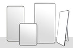Sleek black metal rectangle mirrors collection in multiple sizes including free standing option.