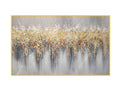 Gold foil wall art with gold frame, elegant and eye-catching.