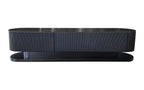 Modern matte black TV unit with ripple textured design and stone top