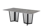 Serena Dining Table matte black frame with sophisticated grey marble top finish.