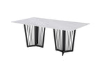 Serena Dining Table with matte black frame and elegant white marble stone top.