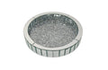 Round Vogue Diamond Tray with dazzling diamond embellishments and bevelled mirror – a luxurious centerpiece for any table or vanity.
