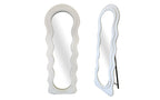 Cloud Wavy velvet mirror in cream, free standing or wall-mounted design with wavy frame.